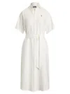 Polo Ralph Lauren Button-down White Linen Midi Dress In White