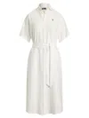 Polo Ralph Lauren Button-down White Linen Midi Dress In White
