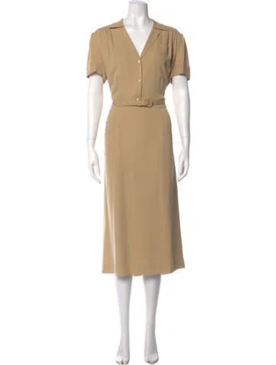Pre-owned Polo Ralph Lauren Midi Length Dress In Brown