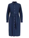 Polo Ralph Lauren Button-down Belted Shirtdress In Blue