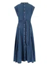 Polo Ralph Lauren Womens Indigo Belted Sleeveless Denim Midi Dress In Blue
