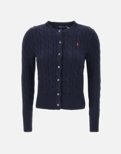 Polo Ralph Lauren Midnight Blue Cable Knit Cardigan In 蓝色的