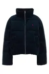 Polo Ralph Lauren Navy Blue Corduroy Puffer Jacket In Blue