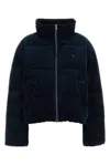 Polo Ralph Lauren Navy Blue Corduroy Puffer Jacket In Blue