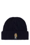 Polo Ralph Lauren Midnight Blue Wool Blend Beanie Hat In Black