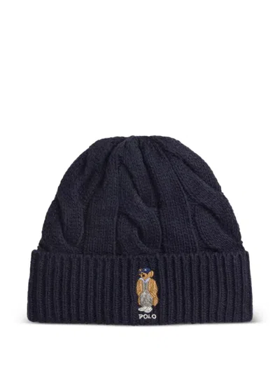 POLO RALPH LAUREN POLO RALPH LAUREN MIDNIGHT BLUE WOOL BLEND BEANIE HAT