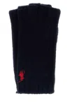 Polo Ralph Lauren Midnight Blue Wool Blend Gloves In Black