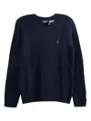 Polo Ralph Lauren Classic Cable Knit Sweater With Round Neckline And Ribbed Trim In Black