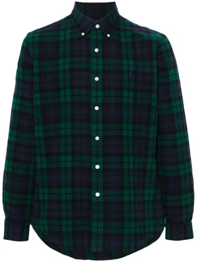 POLO RALPH LAUREN MIDNIGHT BLUE/FOREST GREEN BRUSHED COTTON PLAID SHIRT