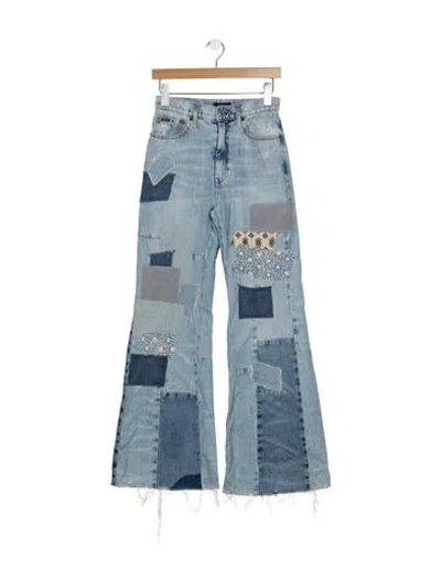 Pre-owned Polo Ralph Lauren Mid-rise Flared Jeans In Blue