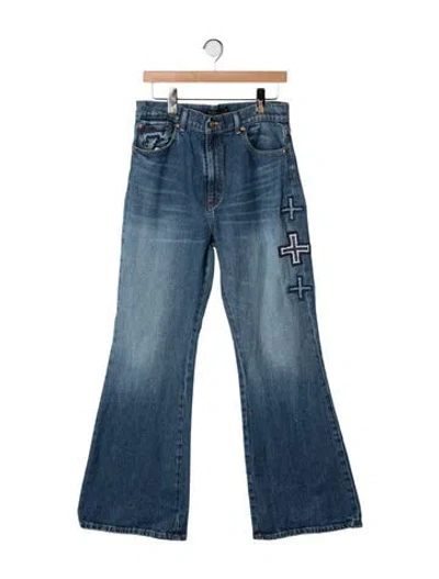 Pre-owned Polo Ralph Lauren Mid-rise Flared Jeans In Blue