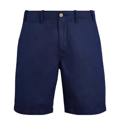 Polo Ralph Lauren Mid-rise Linen-cotton Blend Shorts In Blue
