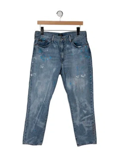 Pre-owned Polo Ralph Lauren Mid-rise Straight Leg Jeans In Blue