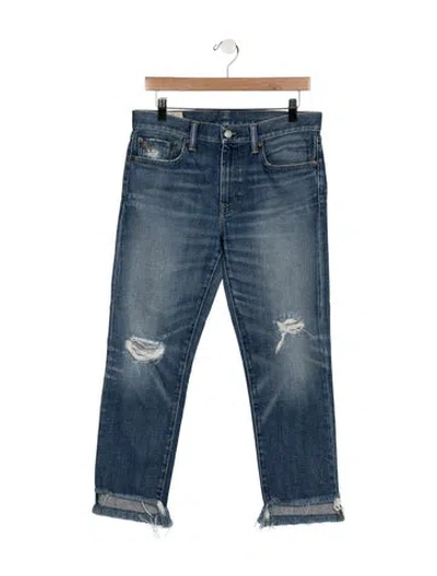 Pre-owned Polo Ralph Lauren Mid-rise Straight Leg Jeans In Blue