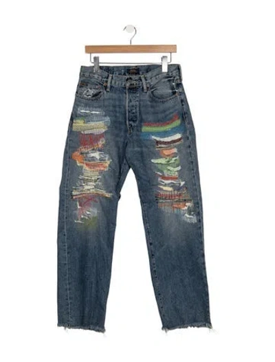 Pre-owned Polo Ralph Lauren Mid-rise Straight Leg Jeans In Blue