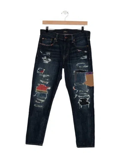 Pre-owned Polo Ralph Lauren Mid-rise Straight Leg Jeans In Blue