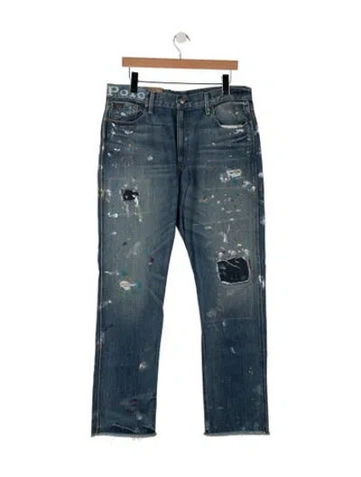 Pre-owned Polo Ralph Lauren Mid-rise Straight Leg Jeans W/ Tags In Blue