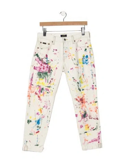 Pre-owned Polo Ralph Lauren Mid-rise Straight Leg Jeans In White