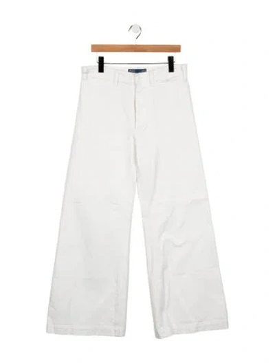 Pre-owned Polo Ralph Lauren Mid-rise Wide Leg Jeans In White