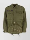 POLO RALPH LAUREN MILITARY STYLE DISTRESSED COTTON JACKET WITH ADJUSTABLE WAIST