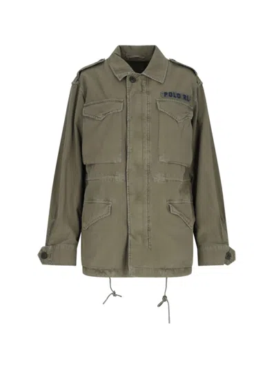 Polo Ralph Lauren Military-style Twill Coat With Four Flap Pockets In Green