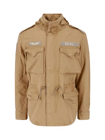 Polo Ralph Lauren Military-inspired Casual Jacket With Adjustable Drawstring In Brown