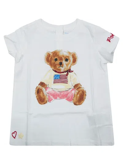 Polo Ralph Lauren Mini Bear Graphic Short Sleeve T-shirt In Bianco
