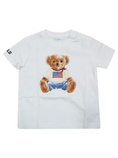 Polo Ralph Lauren Mini Bear Graphic T-shirt In Bianco
