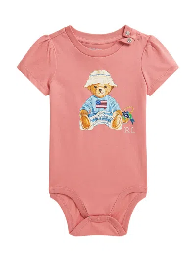 Polo Ralph Lauren Mini Bear Logo Unisex Bodysuit In Red