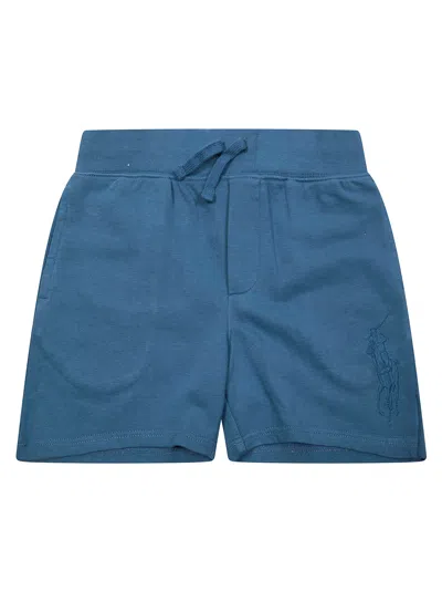 Polo Ralph Lauren Mini Bermuda In Soft Sweatshirt Fabric With Iconic Big Pony In Azzurro