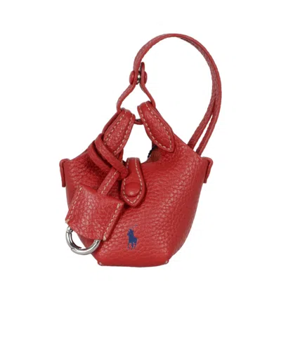 Polo Ralph Lauren Mini Bucket Bag Keyring In Red
