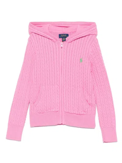 Polo Ralph Lauren Kids' Mini-cable Cardigan In Pink