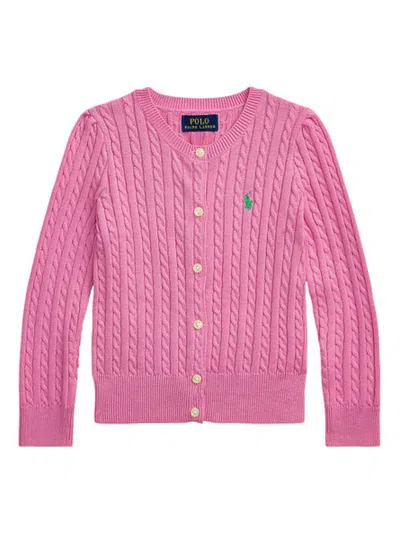 Polo Ralph Lauren Kids' Mini Cable Cardigan In Pink