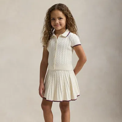 Polo Ralph Lauren Kids' Mini-cable Cotton Cardigan & Skirt Set In Nevis Multi