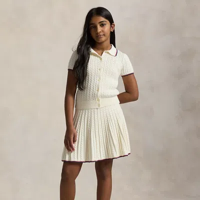 Polo Ralph Lauren Kids' Mini-cable Cotton Cardigan & Skirt Set In Nevis Multi