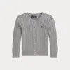 Polo Ralph Lauren Big Girls Mini-cable Cotton Cardigan In Andover Heather