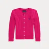 Polo Ralph Lauren Big Girls Cable-knit Cotton Cardigan In College Pink