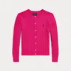 Polo Ralph Lauren Kids' Mini-cable Cotton Cardigan In Belmont Pink/ White