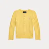 Polo Ralph Lauren Kids' Mini-cable Cotton Cardigan In Corn Yellow/laguna Pink