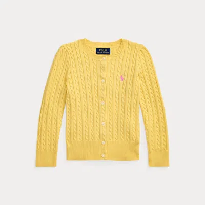 Polo Ralph Lauren Mini-cable Cotton Cardigan In Corn Yellow/laguna Pink