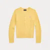Polo Ralph Lauren Kids' Mini-cable Cotton Cardigan In Corn Yellowl/laguna Pink