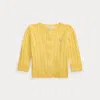 Polo Ralph Lauren Babies' Mini-cable Cotton Cardigan In Corn Yellowl/laguna Pink