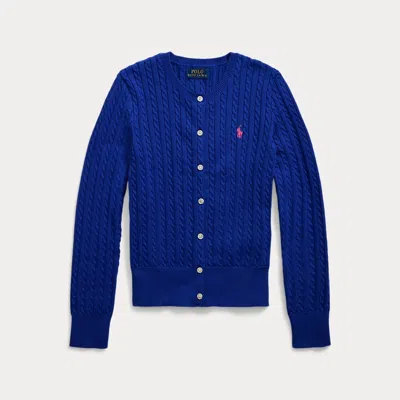 Polo Ralph Lauren Kids' Mini-cable Cotton Cardigan In Cruise Royal
