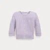 Polo Ralph Lauren Babies' Mini-cable Cotton Cardigan In Flower Purple W/ Nevis