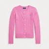 Polo Ralph Lauren Kids' Mini-cable Cotton Cardigan In Laguna Pink/tiller Green
