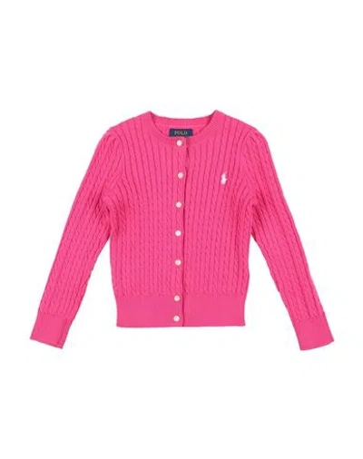 Polo Ralph Lauren Babies'  Mini-cable Cotton Cardigan Toddler Girl Cardigan Fuchsia Size 5 Cotton In Pink