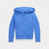 Polo Ralph Lauren Kids' Mini-cable Cotton Full-zip Hoodie In Harbor Island Blue