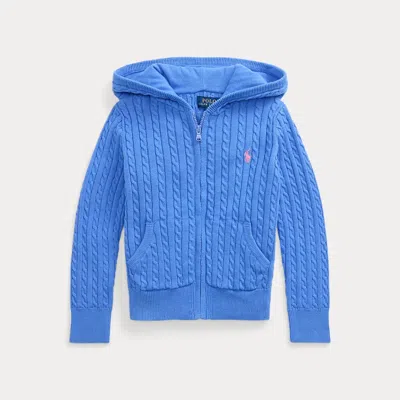 Polo Ralph Lauren Kids' Mini-cable Cotton Full-zip Hoodie In Harbor Island Blue