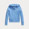 Polo Ralph Lauren Kids' Mini-cable Cotton Full-zip Hoodie In Harbor Island Blue