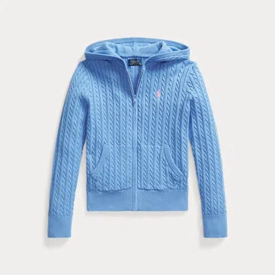 Polo Ralph Lauren Kids' Mini-cable Cotton Full-zip Hoodie In Harbor Island Blue